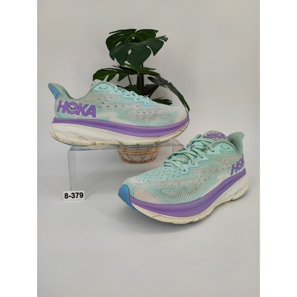 Hoka One Women’s Clifton 9 Teal Mesh Sneakers Size 8D US - Picture 1 of 9